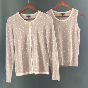Talbots Cream Polka Dot Sweater Set